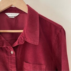 Christopher & Banks Maroon Corduroy Shirt Button Down Collared Cotton Size XL